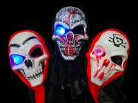หน้ากากหัวกะโหลก มีไฟ หน้ากากผี ผี หัวกะโหลก หน้ากากฮาโลวีน หน้ากากแฟนซี ฮาโลวีน Halloween Scary Ghost / Skull Mask with Light Prop Fancy Costume
