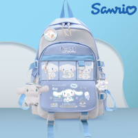 Anime Sanrio ตุ๊กตาหนานุ่มเป้สะพายหลัง Cinnamoroll เด็กเด็กผู้หญิงเด็กผู้ชายสีดำสีน้ำเงินกระเป๋านักเรียนน่ารักกระเป๋าใบใหญ่ของขวัญคอมพิวเตอร์