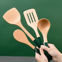 ❧ Non-Stick Sold Wooden Spatula Heat-Resistant Rice Spoon Waxless Integrated Molding Kitchen Utensils High Quality Cooking Shovel