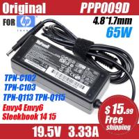 PPP009D PPP009C ของแท้19.5V 3.33A 65W แล็ปท็อปไฟฟ้ากระแสสลับที่ชาร์จอะแดปเตอร์สำหรับ HP Pavillion ENVY4 ENVY6 TPN-115 TPN-Q114 TPN-Q113