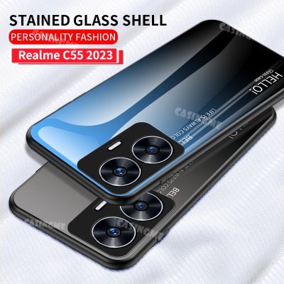 Realme C55 2023กระจกเทมเปอร์เคสโทรศัพท์สำหรับ Realme C55 55C C 55 Realme C55 NFC 5G เคสเคสมือถือไล่สีฝาหลังกันกระแทกเคสโทรศัพท์