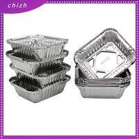 CHIZH 50 PACK 6.3x8.7นิ้ว กระทะฟอยล์อลูมิเนียม ทนทานสำหรับงานหนัก 34ออนซ์ออนซ์ กระทะอบขนม อุปกรณ์บาร์บีคิวกลางแจ้ง มีฝาปิด กล่องขนมปังใช้แล้วทิ้ง การทำอาหารการทำอาหาร