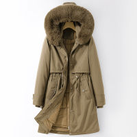 【cw】【 Liner Removable 】 Parka Women 2022 Winter New Mid-Length Womens Cotton-Padded Coat Trench Coat Three-Wear Coat ！