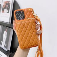 [Woo Fashion Case] เคสหนัง Dompet Koin กระเป๋าสตางค์แบบมีซิปสำหรับ iPhone 14 Pro Max 14Plus 13 11 12สายคล้องแบบคาดตัวไหล่ซองใส่บัตร Tas Kosmetik