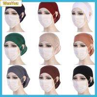 WENYOU สำหรับ hijabs พร้อมส่ง หมวกผ้าโพกหัว หมวกผ้าพันคออิสลาม หมวกคลุมฮิญาบ ใต้ฝามีรูหู ฮิญาบของผู้หญิง