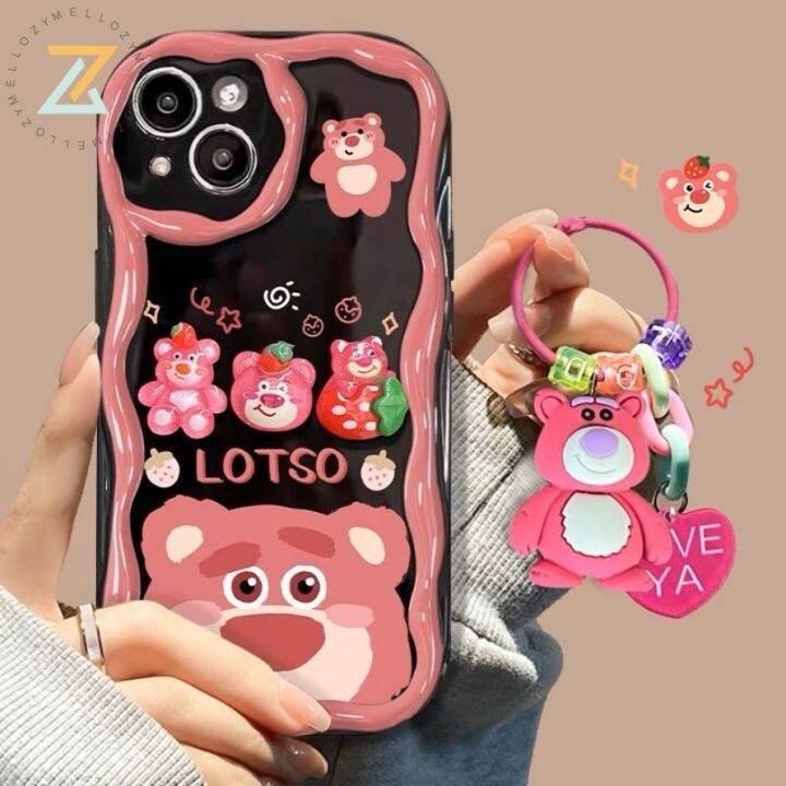 เคส-oppo-a57-a78-a77-a76-a96-a54-a77s-a17-a17k-a16-a16s-a54s-3d-a15-a15s-a9-a35-a7-a5s-a12-a3s-หมีสตรอเบอร์รี่ซิลิโคนที่เคสโทรศัพท์