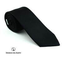 Giorgio Del Sarto Necktie 8.5 cm Silk Black with Fabric Texture เนคไทสีดำมีเท็กเจอร์