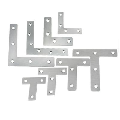 ▫♂✷ 2-10pcs Stainless Steel Furniture Hardware Corner Brackets 90 degree Connector L T -shaped Triangular Support Thickness 1mm