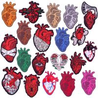 Punk Hearts Iron On Patches For Clothes Stripe Heart Embroidered Patches for Clothing Stickers Sticker on Clothes Applique Decor