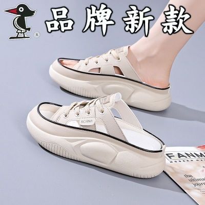 【July】 PLOVER2023 new summer ins tide fish mouth slippers women open toe fashion niche casual half