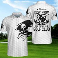 Underestimate Summer Never An Old Man With A Golf Premium Polo Shirt Golf Player Gift78 All Over Print Men/ Women Polo Shirt XS-6XL