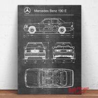 Wall Décor tin sign spot stocks  Benz 190 E Car Patent Blueprint Retro Vintage Poster Home Bedroom Quality Metal Sign 23110-17，size：20X 30cm