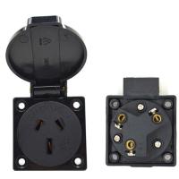 Black 10A 15A Australia Outdoor Industry Waterproof Socket New Zealand AU Power Electrical Wiring Receptacle Outlet 250V Power Points  Switches Savers