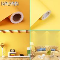 ▫✺ 2 Yellow Matte Textured Vinyl Self Adhesive Wallpaper 10mx60cm Home Decorative Contact Paper Kitchen Kids Room DIY Wall Stickers