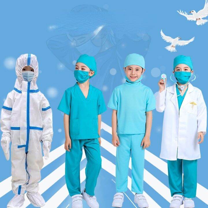 Kids Surgeon Costume Doctor Fancy Dress Costume For Halloween Cosplay