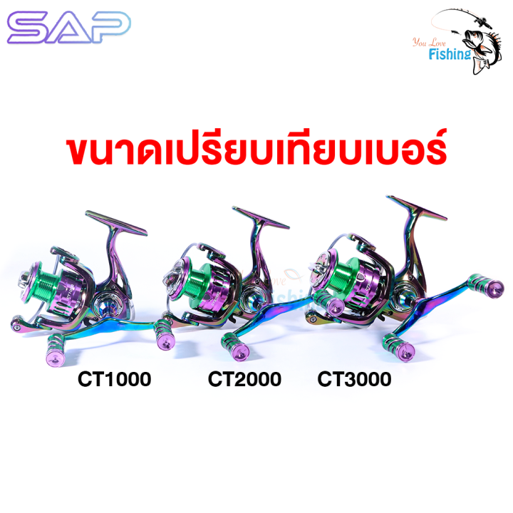 ใหม่ล่าสุด-รอกสปิน-sap-รุ่น-ct-สีไทเทเนี่ยม-แขนคู่พร้อมน็อปแต่ง-หมุนลื่นสมูท-น้ำหนักเบา-ตีไกล-มีให้เลือก-3-ขนาด