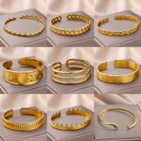 Bangles Bracelet for Women Stainless Steel Gold Plated Luxury Bracelets 2023 Trend Free Shipping Jewelry pulseras mujer bijoux