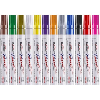 Permanent Paint Pens Paint Markers for Plastic 12 Colors Oil Based Paint Marker Pens Set Quick Dry and WaterproofOil Paint Pen