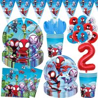 Spidey And His Amazing Friends Birthday Decoration Balloon Disposable Tableware Backdrop For Kids boys Spiderman Party Supplies