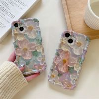 เคสโทรศัพท์มือถือ ซิลิโคนนิ่ม ลายดอกไม้ บลูเรย์ หรูหรา สําหรับ iPhone 13 12 14