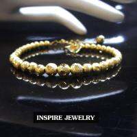 inspire jewelry สร้อยข้อมือลายทองเม็ดกลมตอกลายแบบร้านทอง งานทอง18K ต่อกันรอบข้อมือ ยาว 18cm.ยาวได้ถึง 20cm. งานสวย งานจิวเวลลี่