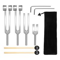 TECHCHIP Tuning Fork Set (128Hz, 136.1Hz, 512Hz,4096Hz) of Tuning Forks with Reflex Hammer for Healing Chakra Set Healing Musical