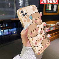 JIUMOO เคสสำหรับ Infinix 10i ร้อนสมาร์ท5 Pro เคสการ์ตูนหมีน่ารักใบหน้าขอบสี่เหลี่ยมเคสมือถือดีไซน์ใหม่บางลายชุบเคสฝาปิดเลนส์เต็มรูปแบบกล้องปกป้องนุ่มกันกระแทก