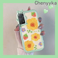 เคส Chenyyka สำหรับ Xiaomi Redmi โน๊ต11 Pro 5G Note 11e น้ำมันเคสพิมพ์ลายดอกไม้สตรอเบอร์รี่รูปโบว์มอนสเตอร์ตัวเล็กเคสนิ่มกันรอยขีดข่วนเคสโทรศัพท์โปร่งใสฝาครอบป้องกันเลนส์กล้องถ่ายรูป TPU ซิลิกาเจล