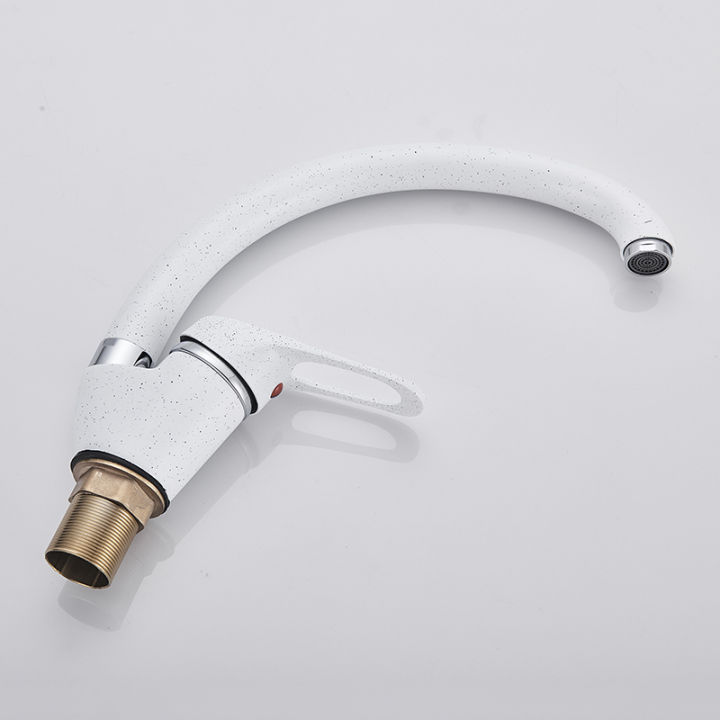 white-with-dots-kitchen-faucet-sink-water-tap-for-kitchen-sprary-spout-single-handle-cold-and-hot-water-mixer-tap-sprayer-nozzle