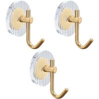 Adhesive Wall Hooks Acrylic Shower Hooks for Hanging Gold Self-Adhesive Hooks Towel Holder Bathroom Accessories 3Pc