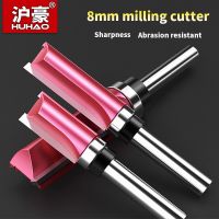 HUHAO 1pc แบริ่ง Flush Trim Router Bit สำหรับไม้ 8mm Shank ตรง Bit ทังสเตนงานไม้ Milling ตัด CNC เครื่องตัดเครื่องมือ