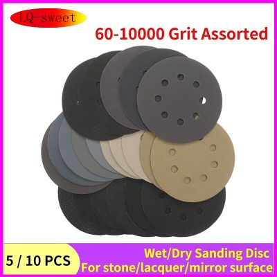 5inch Sandpaper 125mm 60-10000 Grit Round Shape Sanding Discs Hook Loop Sanding Paper Buffing Sheet Sandpaper 8 Hole Sander Pad Cleaning Tools