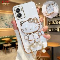 A7กระจกแต่งหน้าสำหรับ OPPO A5S A12เคสมือจับสำหรับโทรศัพท์มือถือ A11K A31 2020 A57 A17 A71หรูหราแฟชั่นกระจกแต่งหน้า Hello Kitty ประกายเพชรแผ่นตัวอักษรปกป้องซองนุ่มกันกระแทกฝาหลัง