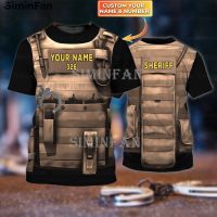 2023 new arrive- xzx180305   Sheriff Personalized Name 3D Printed Mens T-Shirt Male Summer Tees Tops Casual Beach Shirt Unisex Women Fashion Streetwear T1 free custom name logoï¼‰ S-5XL