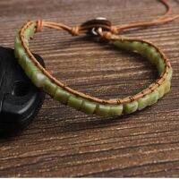 Natural Bracelet 4x4mm Square Add Jades Stone Beads Braided Bracelet For DIY Jewelry Men And Women Present Amulet Accessories