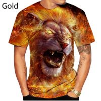 2023 NEWFire Lion เสื้อยืดเสื้อยืดใหม่แฟชั่นแบรนด์เสื้อยืดผู้ชายผู้หญิง Four Seasons 3D เสื้อยืดพิมพ์