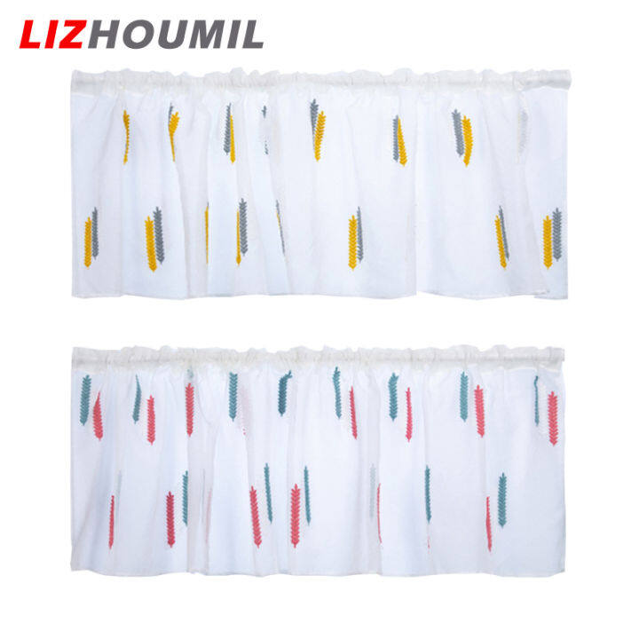 lizhoumil-ผ้าปักลายไฟฉายพกพาราวผ้าม่านสั้นสำหรับห้องครัวม่านหน้าต่างโปร่งสำหรับตกแต่งบ้าน