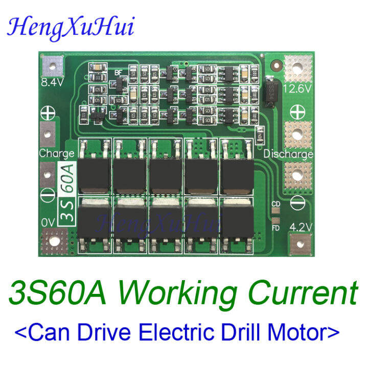 5pcslot-11-1v-12-6v-3s60a-li-ion-battery-charger-protection-board-18650-bms-drive-drill-motor