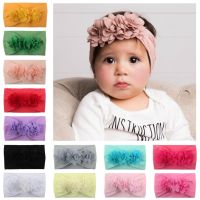 【YF】 aby headband Flowers Nylon Headbands Chiffon Flower Wreath Pink Ribbon Hair Bands Children Girls Headwear Accessories