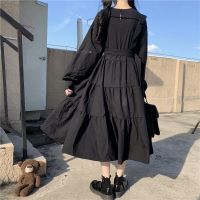 Gothic Style Dress Women Harajuku Gothic Lolita Goth Kawaii Black Dress Punk Cute Long Sleeve Black Midi Dress 2022 Oversize 2XL