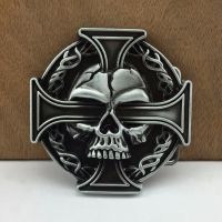 BuckleClub Retro Western Cross Skull Jeans Gift Belt Buckle FP-03164-2 Timah FINISH untuk Pria 4Cm Wide Loop Drop Shipping