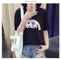 เสื้อยืดแฟชั่น คอกลม เสื้อยืดสไตล์เกาหลี สกรีนลายยูนิคอน รุ่น Unicorn (สีดำ)