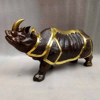 High-quality Cool Top #2020บ้านบริษัทล็อบบี้ที่มีประสิทธิภาพ Talisman ถอนเงินโชคดี Rhino Mascot Bronze รูปปั้นศิลปะ42ซม.ขนาดใหญ่พระพุทธรูปทิเบต