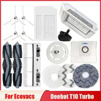 ที่เปลี่ยนฝาครอบแปรงด้านข้างหลักสำหรับ Ecovacs Deebot T10ผ้าเทอร์โบไม้ถูพื้นสูญญากาศวงเล็บชิ้นส่วนถุงหูรูดล้อตัวกรอง Hepa