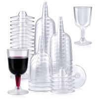 50Pcs Clear Plastic Wine Glass Recyclable, Disposable &amp; Reusable Cups for Champagne, Dessert, Beer, Pudding, Party