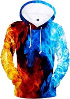 JXQXHCFS Unisex 3D Hoodie Colorful Water Droplets Leaves Printed Hoodie Sports Casual Pullover Clothes