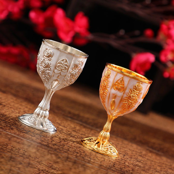 ruyifang-แก้วไวน์โลหะวินเทจถ้วยแก้วกุหลาบรูปแบบจิตวิญญาณแก้วบ้าน-props-ไวน์แก้ว