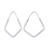 Silver thai   20mm Silver triangle polygon hoop earrings  In stock เครื่องประดับเงินแท้ ต่างหูเงินแท้ขนาด20มินแบบห่วงรูปหลายเหลี่ยม