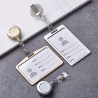 [LWF HOT]∏ 1 Pcs Aluminum Alloy Card Cover Case Bank Business Work Card Holder with ABS Retractable Badge Reel Credit ID Card Badge Bag