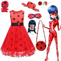 (Baixiang Flower City)   Christmas┇❈ Children Childrens Halloween Costumes Ladybug Young Girl Reddy Miracle Girl Dress Cosplay Clothes